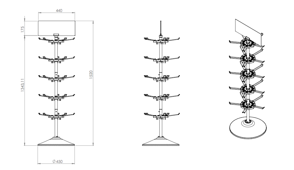 Yuvarlak Orta Askılı Stand-Çift Kollu Askı