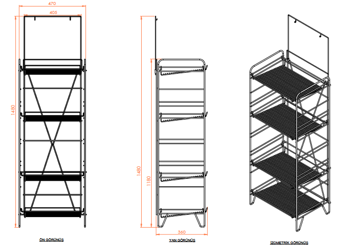 Metal Ayaklı Demonte Stand