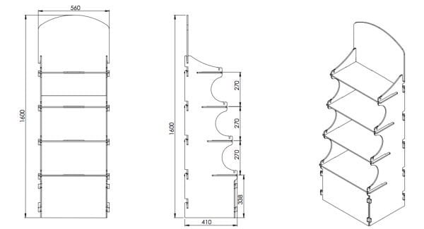 Ahşap 4 Raflı Stand