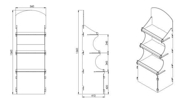 Ahşap 3 Raflı Stand