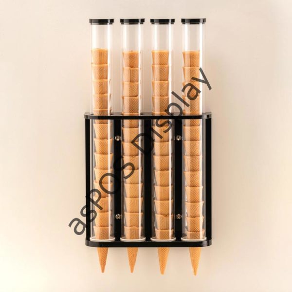 Dondurma Külah Standı, 4'lü, Polikarbonat, Akrilik Standlı, 10x32x57 cm