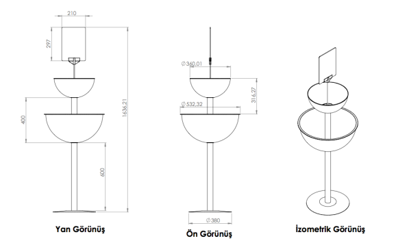 Eczaneler İçin Çift Fanuslu Metal Ayaklı Stand