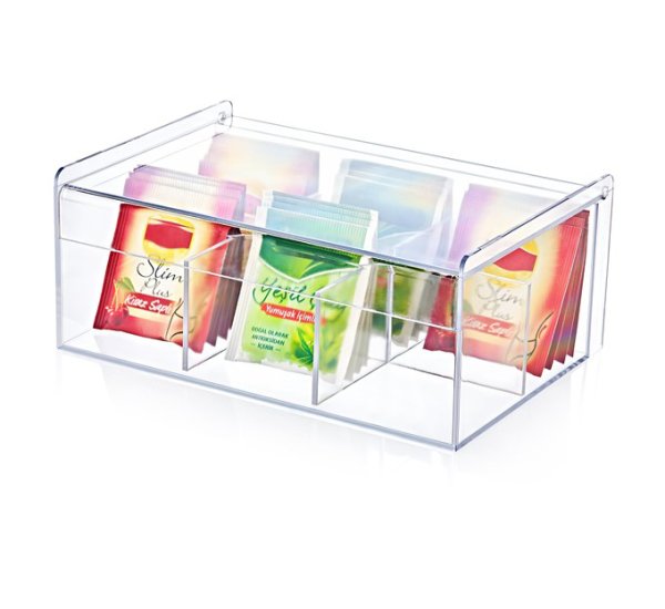 Poşet Çay Saklama Kutusu Kapaklı 6 Bölmeli