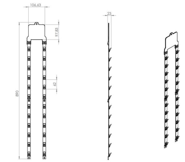 Asalak Askılı Set Çift Sıralı, Mandallı Asılan Stand Beyaz (10'lu Paket)